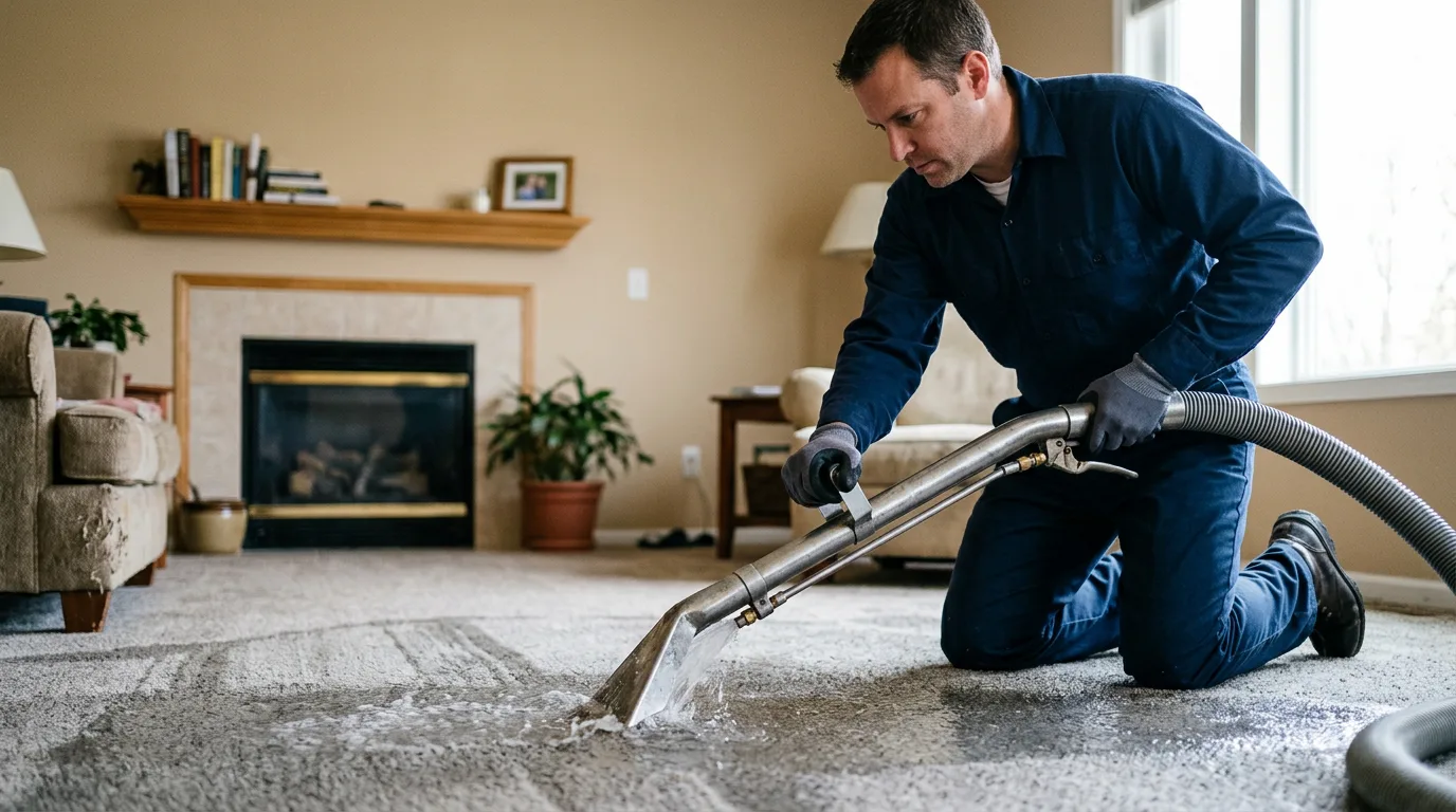 Water damage restoration technician working near La Crosse, WI